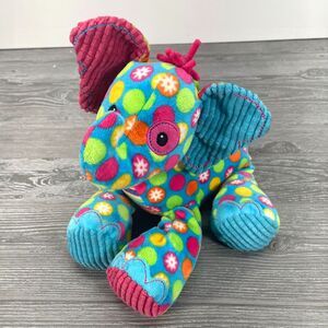 Mary Meyer Pizzaz Elephant Plush Pink Blue Stuffed Animal Corduroy Polka Dots